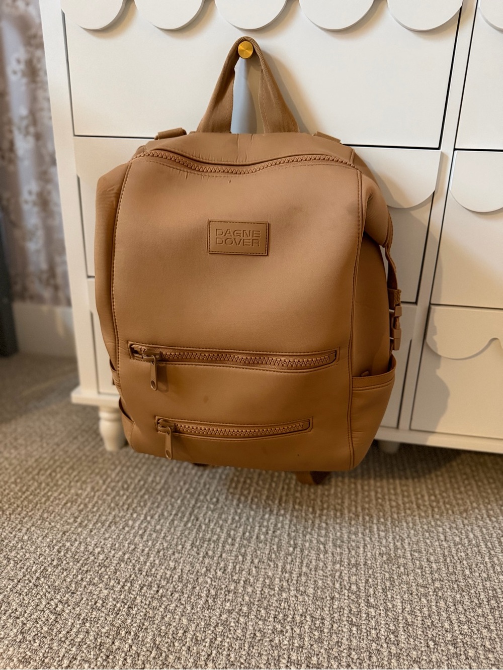 Dagne Dover Caramel Tan Backpack with Dual Front Zips